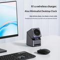 X11 Qi2 15W 3-i-1 MagSafe trådløs ladestasjon med LED-klokke - svart