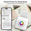 X3 Mini lommetermalprinter med Bluetooth og RGB-belysning - hvit