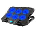 X6A 7-Gear Height Laptop Cooling Pad 6-Fan Radiator Notebook Cooler Stand med displayskjerm - blått lys