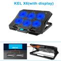 X6A 7-Gear Height Laptop Cooling Pad 6-Fan Radiator Notebook Cooler Stand med displayskjerm - blått lys