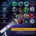 XO-737 Halloween-projeksjonslampe - 16 mønstre, 360° rotasjon, avtakbart stativ - hvit