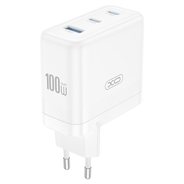 XO CE35 100W PD Vegglader - 2x USB-C & USB-A - Hvit