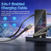 XO NB-Q311 USB-C-kabel med sammenleggbart stativ, 240W - 1.5m - svart