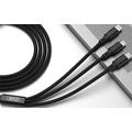 XO NB173 3-i-1-kabel - USB-C, Lightning, MicroUSB - 1,2 m - Svart