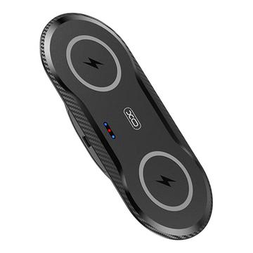 XO WX025 2-i-1 dobbel trådløs lader 20W - svart