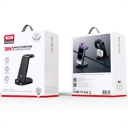 XO WX035 3-i-1-ladestativ med Lightning-kontakt 15W - Svart