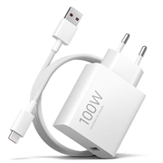 Xiaomi 100W GaN-reiselader med USB-C-kabel MDY-19-ER - hvit