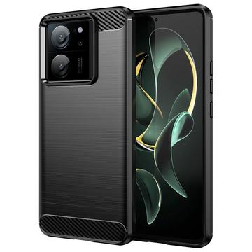 Xiaomi 13T/13T Pro Børstet TPU Deksel - Karbonfiber - Svart
