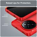 Xiaomi Civi 4 Pro/14 Civi Børstet TPU Deksel - Karbonfiber - Rød