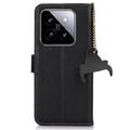Xiaomi 14 Pro Lommebok-deksel i Lær med RFID - Svart