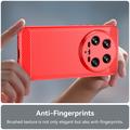 Xiaomi 14 Ultra Børstet TPU Deksel - Karbonfiber - Rød