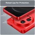Xiaomi 14 Ultra Børstet TPU Deksel - Karbonfiber - Rød