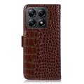 Xiaomi 14T Crocodile Series Lommebok-deksel i Lær med RFID - Brun