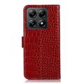 Xiaomi 14T Crocodile Series Lommebok-deksel i Lær med RFID - Rød