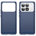 Xiaomi 14T Pro Børstet TPU Deksel - Karbonfiber - Blå