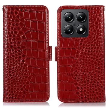 Xiaomi 14T Pro Crocodile Series Lommebok-deksel i Lær med RFID