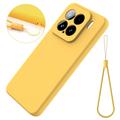 Xiaomi 15 Flytende silikon-deksel med håndstropp - gul