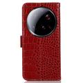 Xiaomi 15 Ultra Crocodile Series Lommebok-deksel i Lær med RFID - Rød