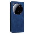 Xiaomi 15 Ultra lommebokveske med rombemønster og magnetisk lukking - blå