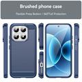 Xiaomi 17 Børstet TPU-deksel - karbonfiber - blå