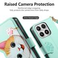 Xiaomi 17 søt lommebok-etui med katter, kortholder, lomme med glidelås og håndleddsstropp - grønn