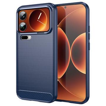 Xiaomi 17 Pro Max Børstet TPU-deksel - karbonfiber - blå