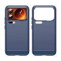 Xiaomi 17 Pro Max Børstet TPU-deksel - karbonfiber - blå