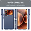 Xiaomi 17 Pro Max Børstet TPU-deksel - karbonfiber - blå