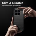 Xiaomi 17T Børstet TPU-deksel - karbonfiber - svart