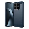 Xiaomi 17T Børstet TPU-deksel - karbonfiber - blå