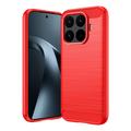 Xiaomi 17T børstet TPU-deksel - karbonfiber - rød