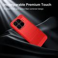 Xiaomi 17T børstet TPU-deksel - karbonfiber - rød