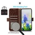 Xiaomi 17T Crocodile Series Lommebok-deksel i Lær med RFID - Brun