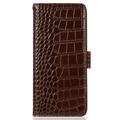 Xiaomi 17T Crocodile Series Lommebok-deksel i Lær med RFID - Brun