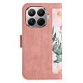 Xiaomi 17T Blomstret lommebokveske med kortspor - Rosa