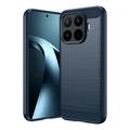 Xiaomi 17T Pro Børstet TPU-deksel - karbonfiber - blå