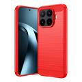 Xiaomi 17T Pro børstet TPU-deksel - karbonfiber - rød