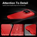 Xiaomi 17T Pro børstet TPU-deksel - karbonfiber - rød