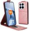 Xiaomi 17T vertikalt flip-etui med stativ - Roségull