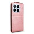 Xiaomi 17T vertikalt flip-etui med stativ - Roségull
