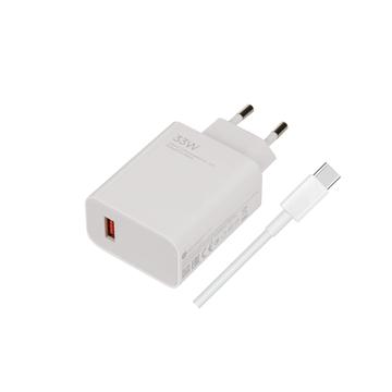 Xiaomi 33W reiselader med USB-C-kabel MDY-11-EZ - Bulk - Hvit