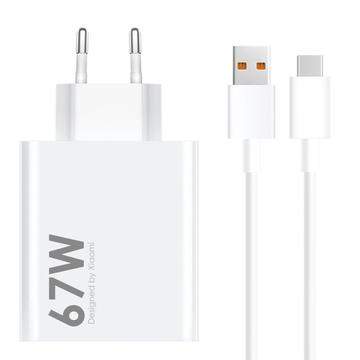Xiaomi 67W reiselader med 6A USB-C-kabel MDY-14-EW - Bulk - Hvit