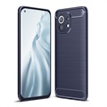 Xiaomi Mi 11 Børstet TPU-deksel - Karbonfiber - Blå