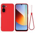 Xiaomi Poco C81 Pro Flytende silikon-deksel med håndstropp - Rød