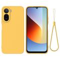 Xiaomi Poco C81 Pro Flytende silikon-deksel med håndstropp - Gul