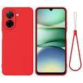 Xiaomi Poco C81x Flytende silikon-deksel med håndstropp - Rød