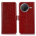 Xiaomi Poco F7 Pro Crocodile Series Lommebok-deksel i Lær med RFID - Rød