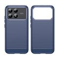 Xiaomi Poco F9 Pro Børstet TPU-deksel - karbonfiber - blå