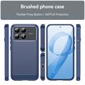 Xiaomi Poco F9 Pro Børstet TPU-deksel - karbonfiber - blå