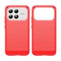 Xiaomi Poco F9 Pro børstet TPU-deksel - karbonfiber - rød